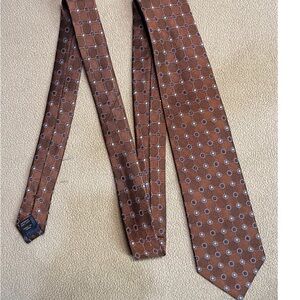 Brown Geometric Silk Tie - Men's Accessory